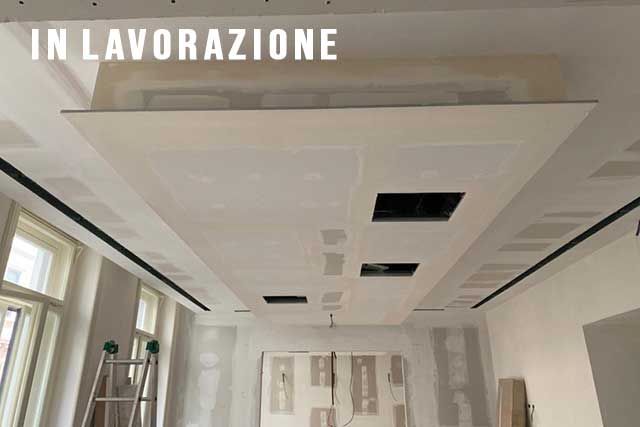 controsoffitto monolitico mono acoustic in lavorazione